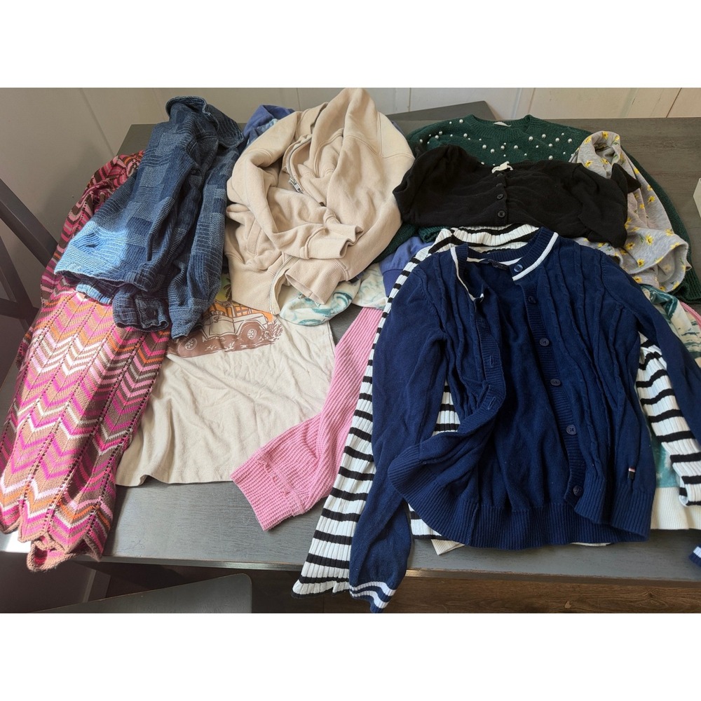 Girls Clothes Lot 15pc Size M 8-10 Sweaters Sweatshirts Leggings Disney Stitch